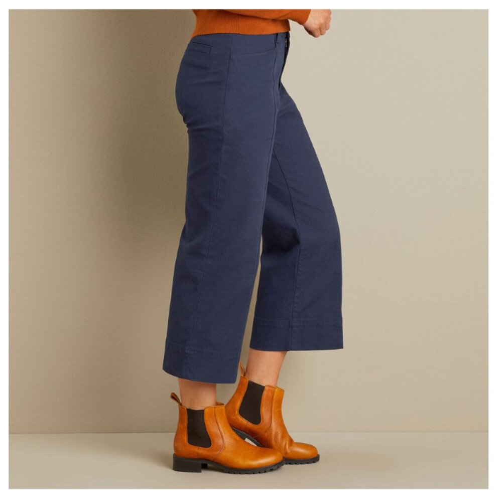 Duluth Trading Company Workday Warrior Chinos - Navy Blue Cropped Wide-Leg Pants